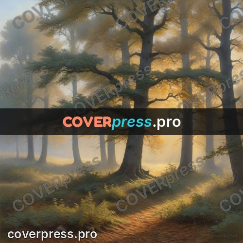 Oil painting illustration: mist in an autumn forest