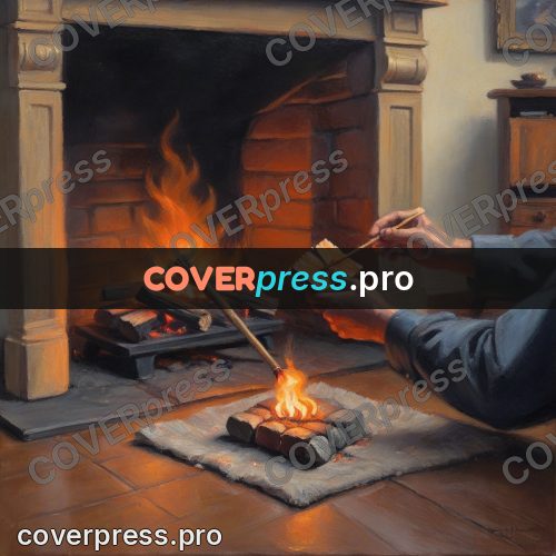 Oil painting illustration: hands lighting a fire