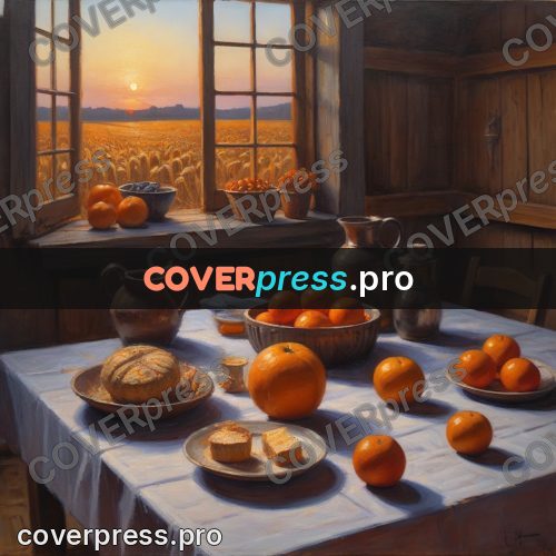 Oil painting illustration: oranges on a table