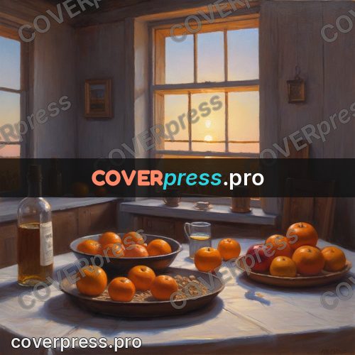Oil painting illustration: oranges on a table