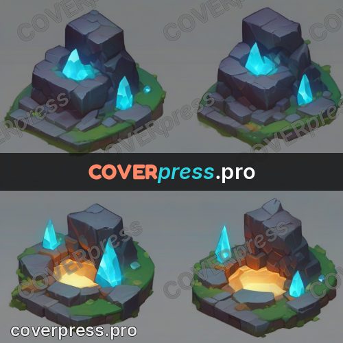 Isometric drawing: stone ring with crystals