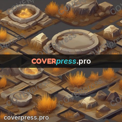 Isometric drawing: stone bowl with fire
