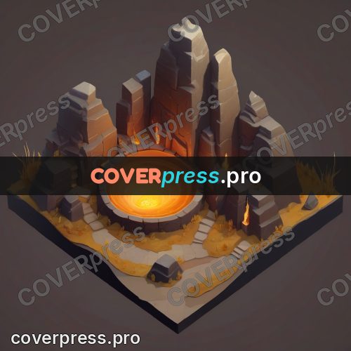 Isometric drawing: stone bowl with fire