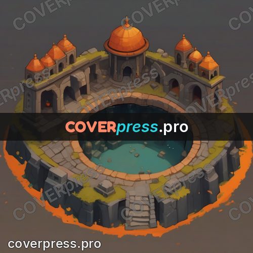 Isometric drawing: round fortress with a courtyard
