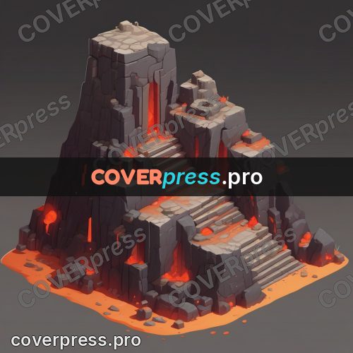 Isometric drawing: temple on a stepped rock