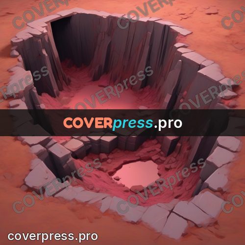 Isometric drawing: pit in red rock