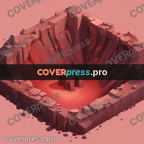 Isometric drawing: pit in red rock