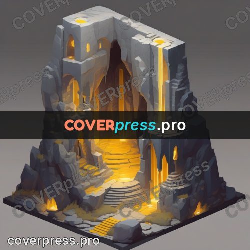 Isometric drawing: white cave with yellow light