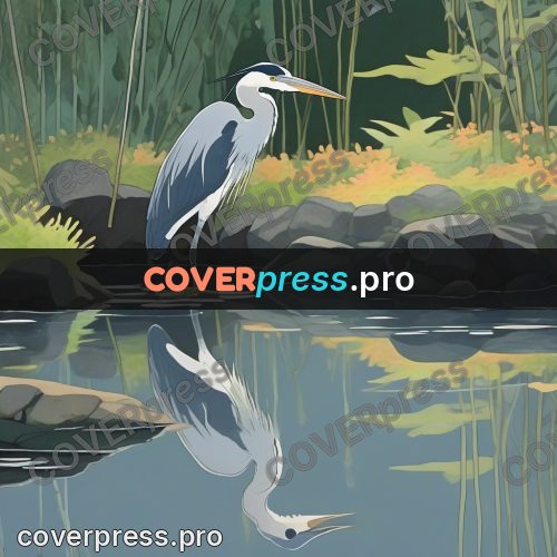 Studio Ghibli artwork: heron by the water