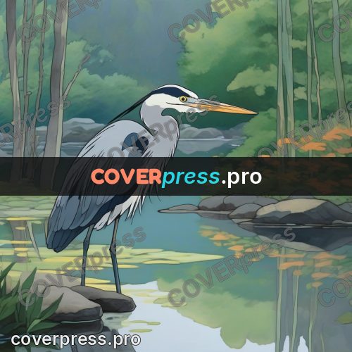 Studio Ghibli artwork: heron by the water