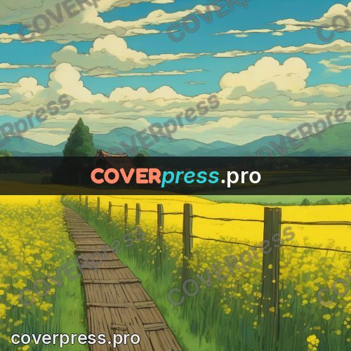 Studio Ghibli artwork: path through a yellow field