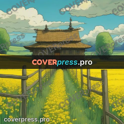 Studio Ghibli artwork: path through a yellow field