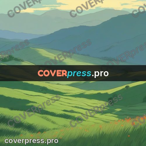 Studio Ghibli artwork: green hills in layers