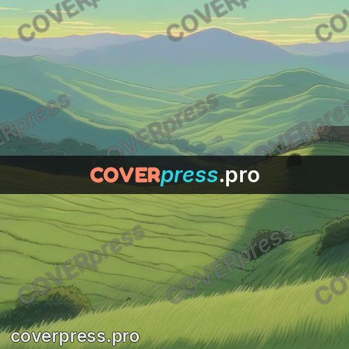 Studio Ghibli artwork: green hills in layers