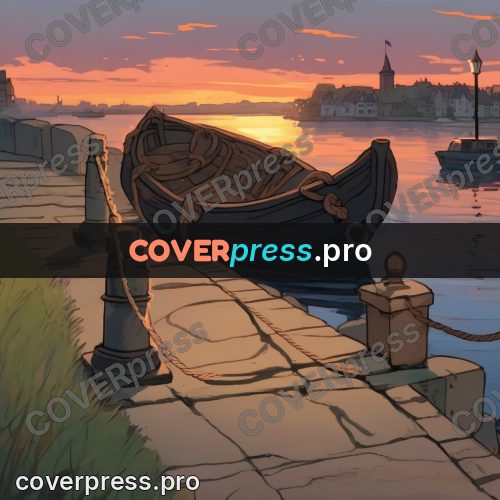 Studio Ghibli artwork: bollard with rope on a quay
