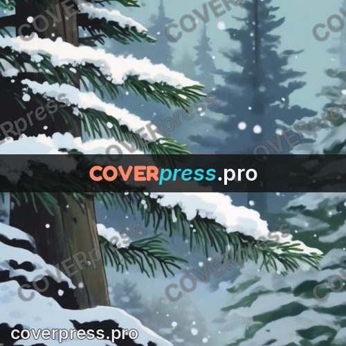 Studio Ghibli artwork: fir branches in the snow