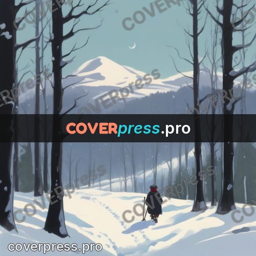 Studio Ghibli artwork: figure on a snowy path
