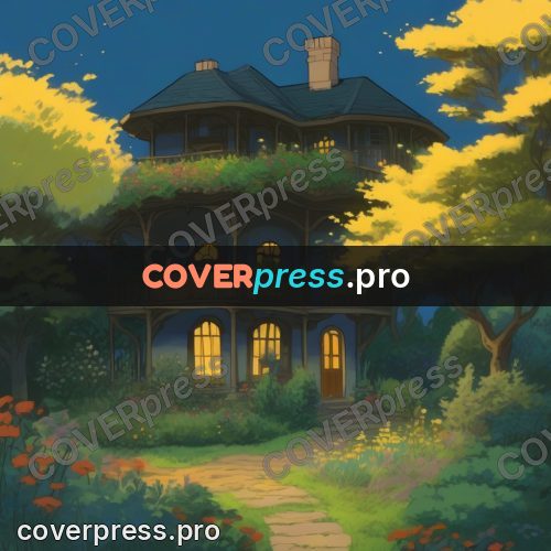Studio Ghibli artwork: house with lit windows