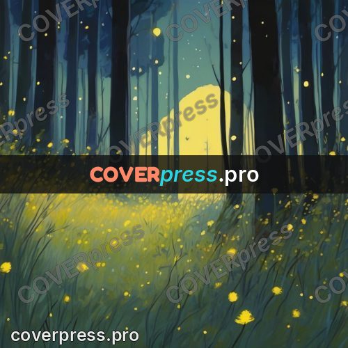 Studio Ghibli artwork: fireflies in a dark wood