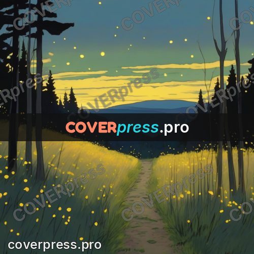 Studio Ghibli artwork: fireflies in a dark wood