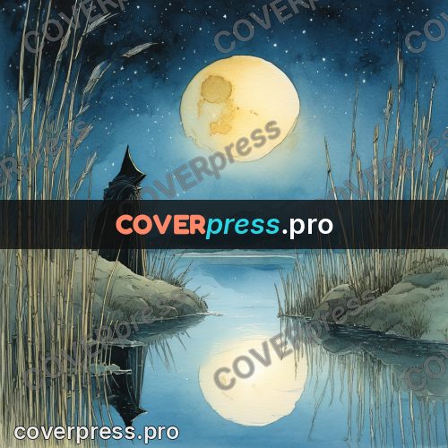 Night Ghibli style illustration: boat on a moonlit river