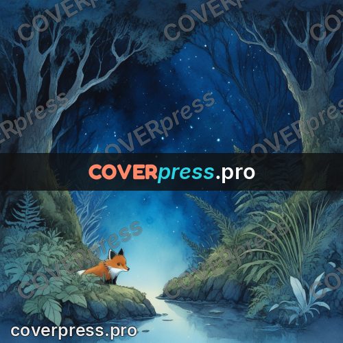 Night Ghibli style illustration: glowing passage among trees
