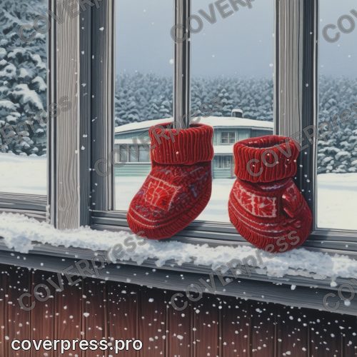 Рисунок в стиле Ведьминой службы доставки: гостиная, камин и сани