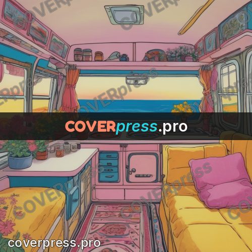 Kiki Delivery Service drawing: camper van interior at sunset