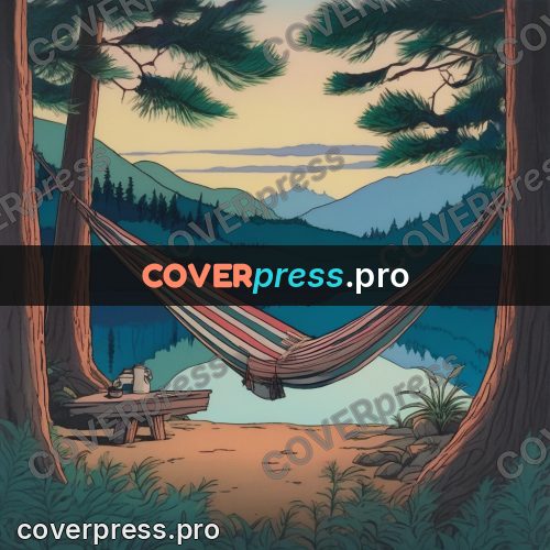 Kiki Delivery Service drawing: hammock between pines by a lake