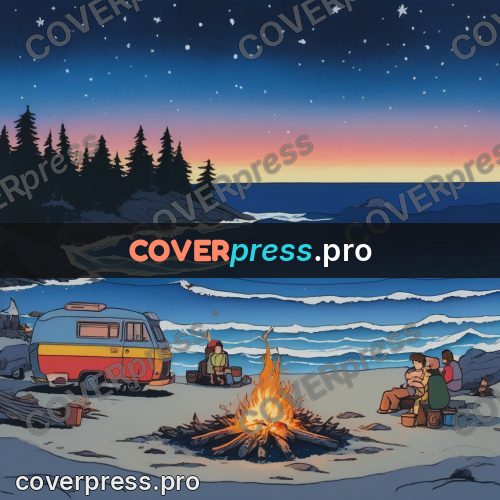 Kiki Delivery Service drawing: campfire on a shore at night