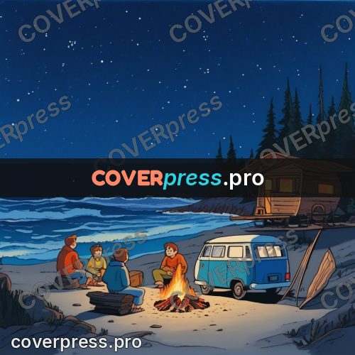 Kiki Delivery Service drawing: campfire on a shore at night