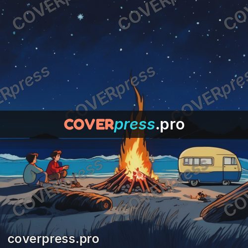 Kiki Delivery Service drawing: campfire on a shore at night