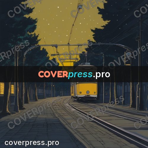 Kiki Delivery Service drawing: yellow tram at night