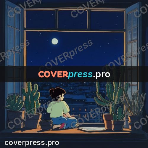 Kiki Delivery Service drawing: window with cacti at night