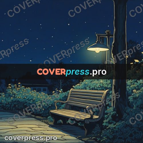 Kiki Delivery Service drawing: bench under a lamp at night