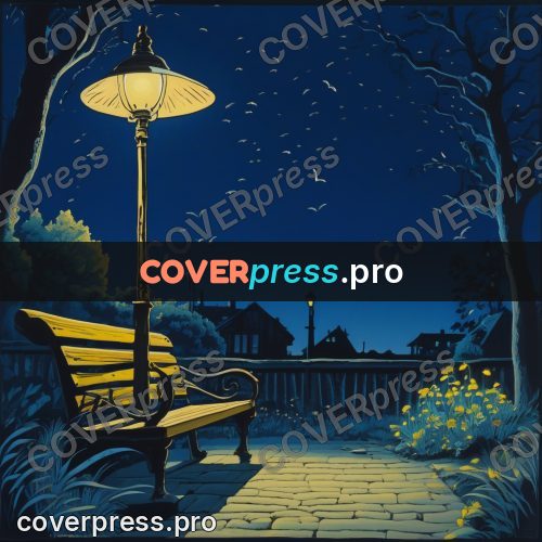 Kiki Delivery Service drawing: bench under a lamp at night