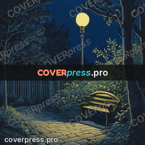 Kiki Delivery Service drawing: bench under a lamp at night