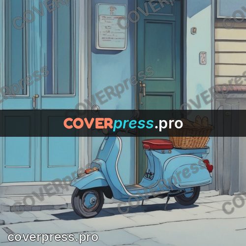 Kiki Delivery Service drawing: blue scooter by a shop