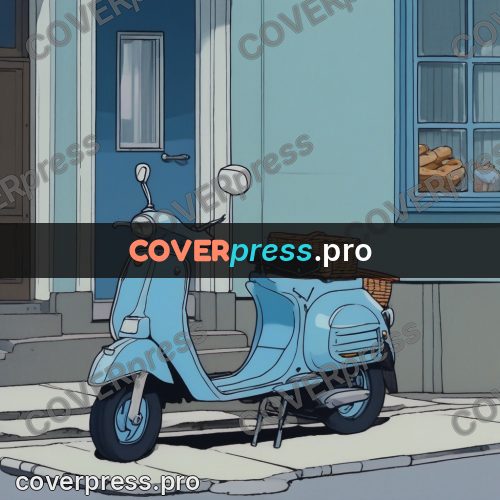 Kiki Delivery Service drawing: blue scooter by a shop