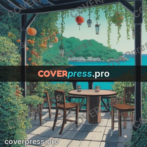 Kiki Delivery Service drawing: veranda with tables above the sea
