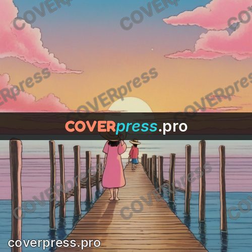 Kiki Delivery Service drawing: figure on a pier at sunset
