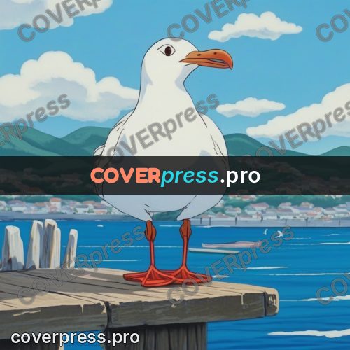 Kiki Delivery Service drawing: gull on a pier railing
