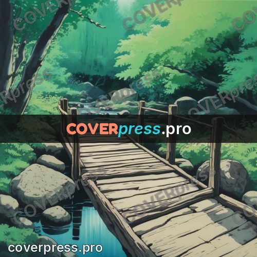 Kiki Delivery Service drawing: wooden bridge over a stream