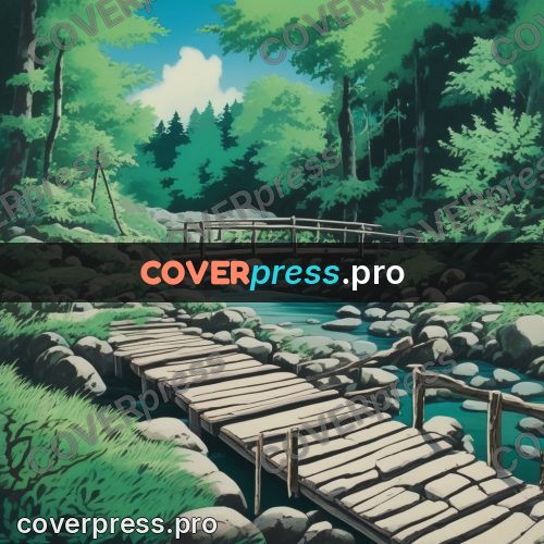 Kiki Delivery Service drawing: wooden bridge over a stream