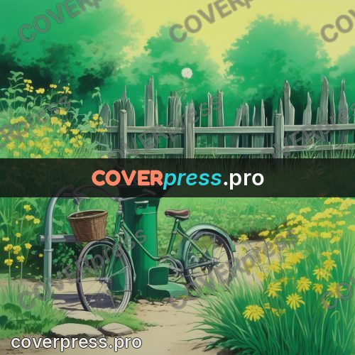Kiki Delivery Service drawing: bicycle by a green pump