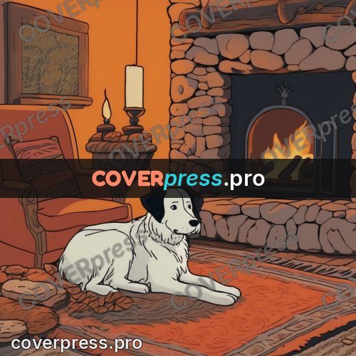 Kiki Delivery Service drawing: white dog by a fireplace