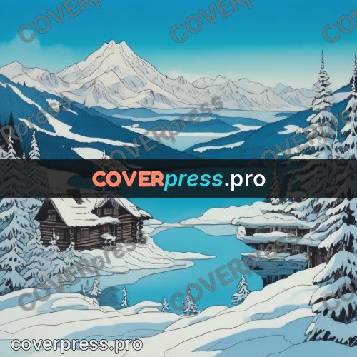 Kiki Delivery Service drawing: snowy lake among mountains