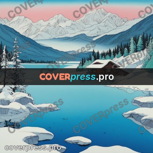 Kiki Delivery Service drawing: snowy lake among mountains