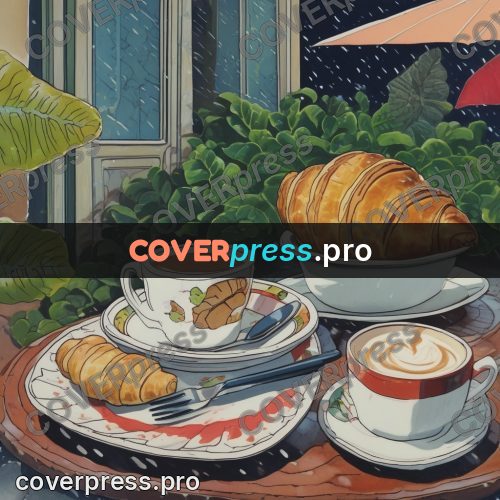 Kiki Delivery Service drawing: croissant and coffee on a table