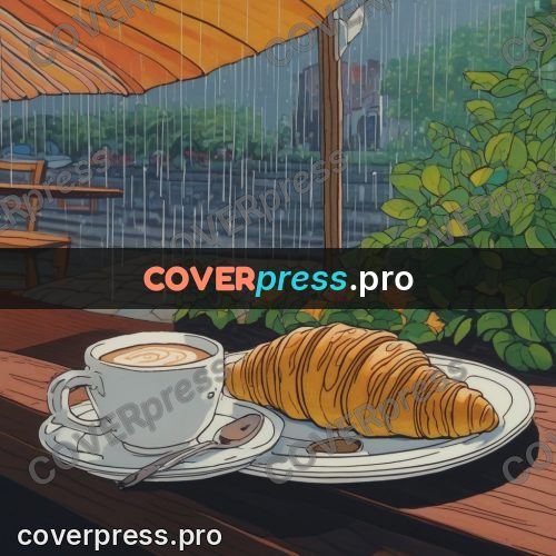 Kiki Delivery Service drawing: croissant and coffee on a table